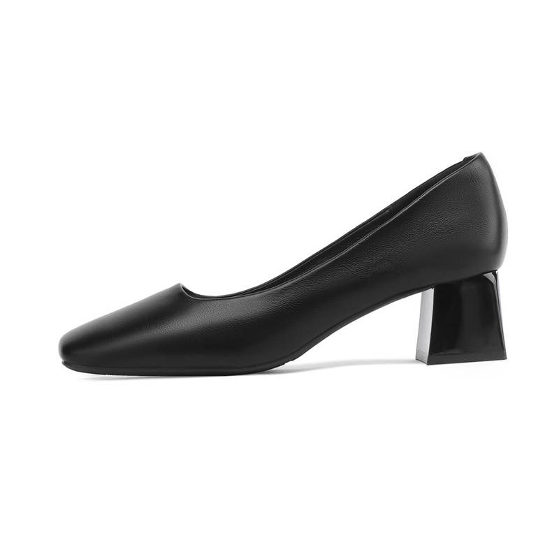 DAPHNE DAPHNE Cow Split Leather Chunky Heel High Heels 5.5cm Women's