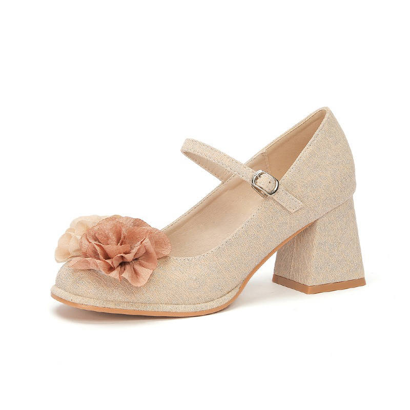 Imono Microfiber Leather Chunky Heel Mary Jane Shoes 5/7cm Women's