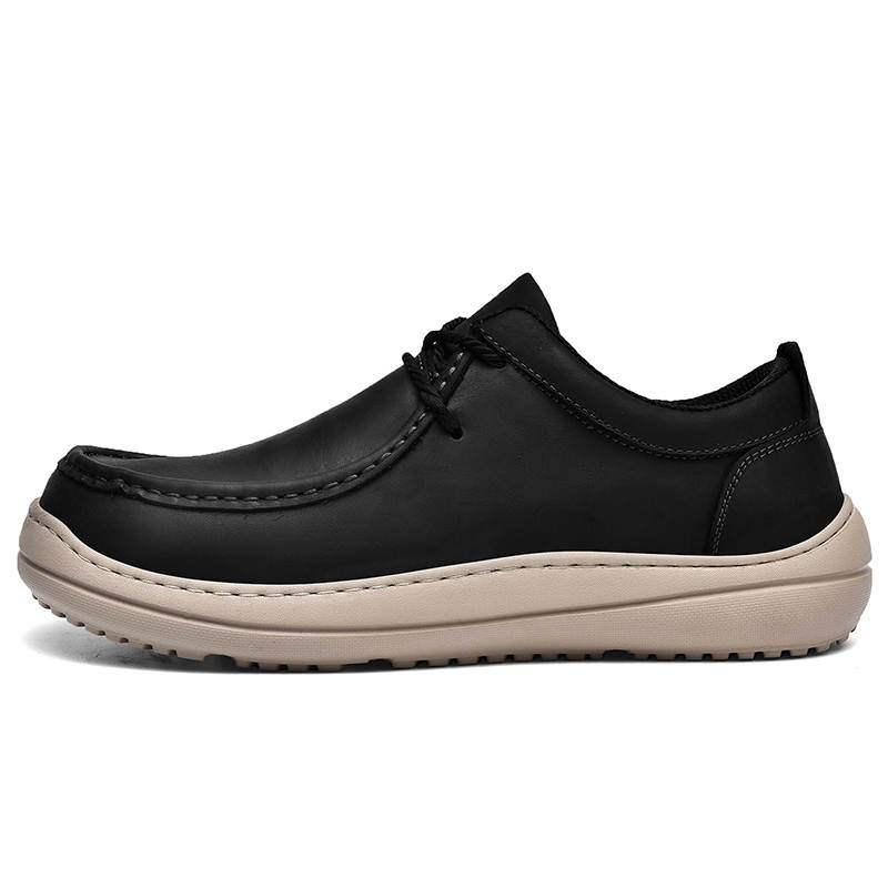 Laoks Casual Leather Shoes Men's Low Top Black/Brown