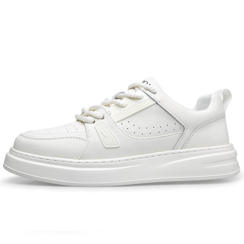 LUOMENG LUOMENG Cow Split Leather Low top Skateboard Shoes Men's White