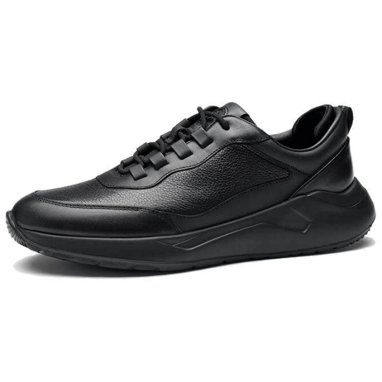 SAINT ANGELO Top Grain Cow Leather Slip Resistant Cushioning Low top Casual Shoes Men's Black