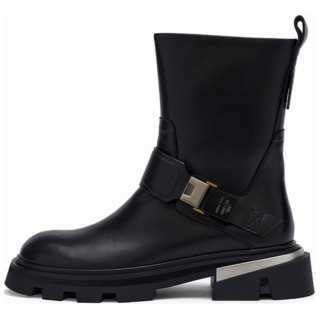 CINDY C ERIC Leather Ankle Boots 4.5cm Women's Black