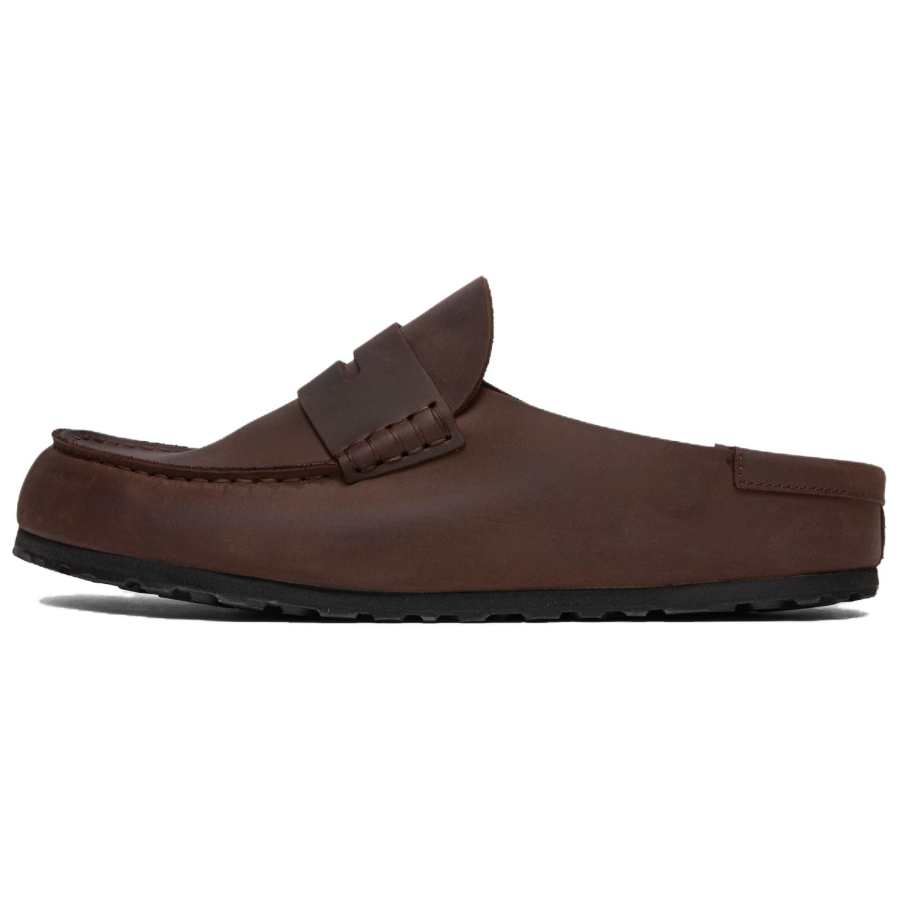 Birkenstock Naples Rubber Sole Closed Toe Slippers Unisex Dark Brown