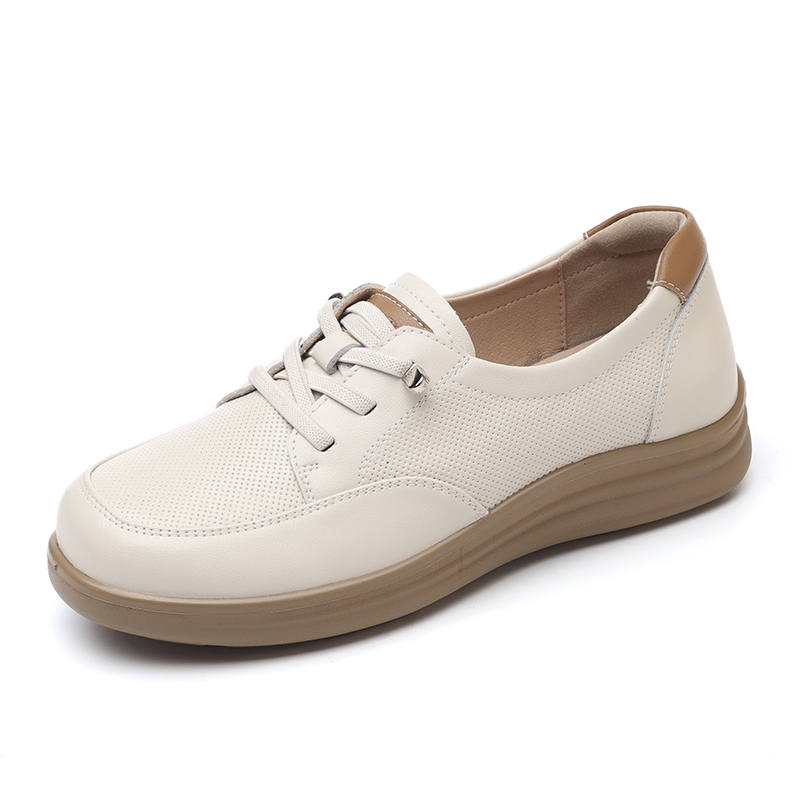 XINNUO Synthetic Leather Casual Shoes Women's Ecru