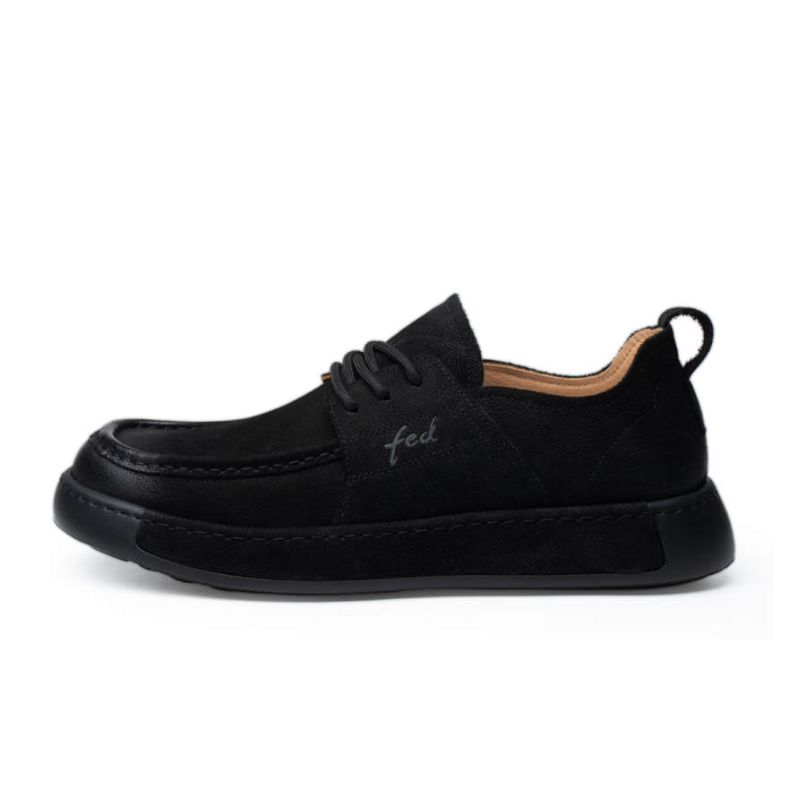 FED FED Casual Leather Shoes Men's Low Top Black