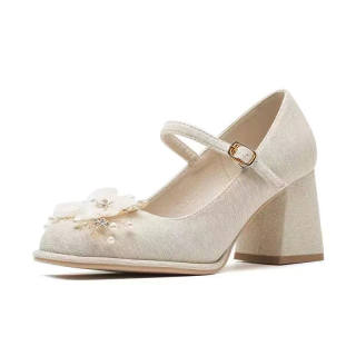 TAOLEI Chunky Heel High Heels Women's Champagne