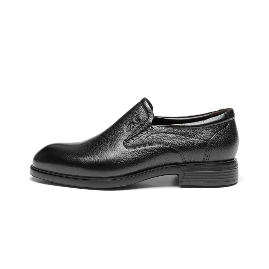 J.BENATO Cow Leather Loafers 3cm Men's Black