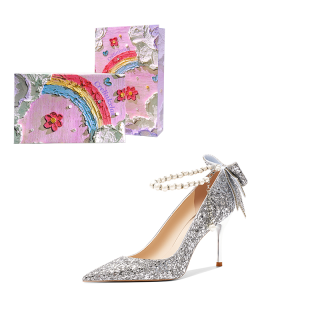 Crelinkxlat French Fairy Soft Pointed Toe Elegance Evening Princess Crystal Pu Slim Heel High Heels Women's