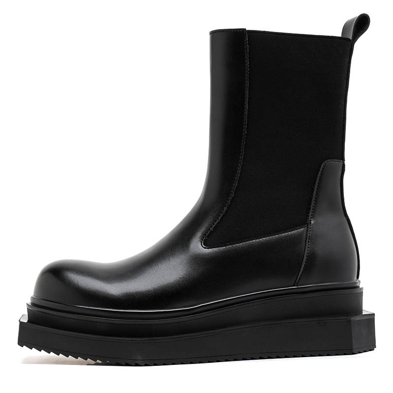 CHILANG CHILANG Microfiber Leather Short Chelsea Boots Men's Black