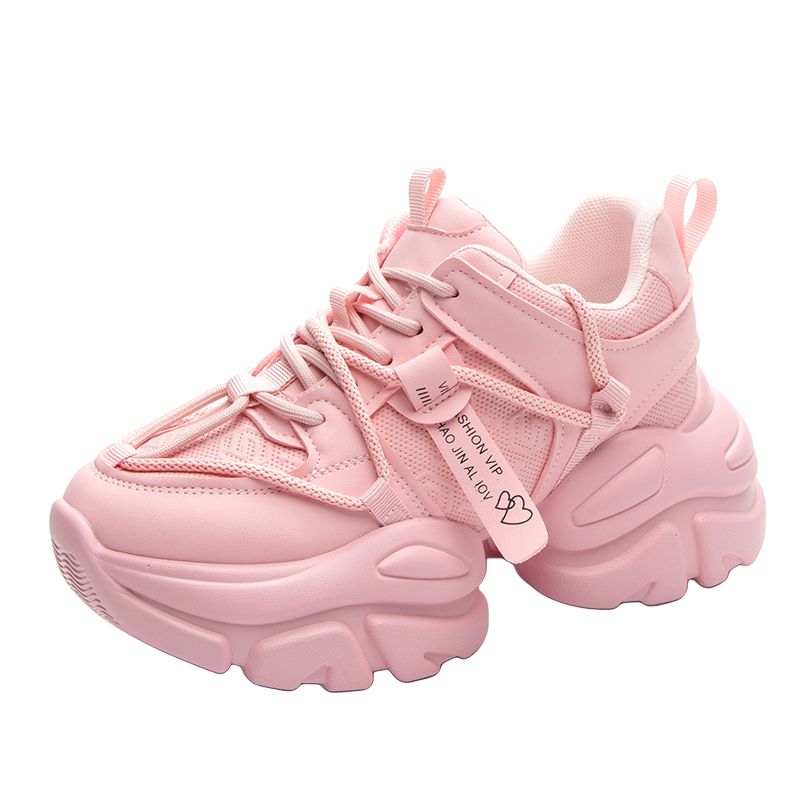 XIEGUIHUAYU Microfiber Leather Cushioning Height Increasing Low top Chunky Sneakers Women's