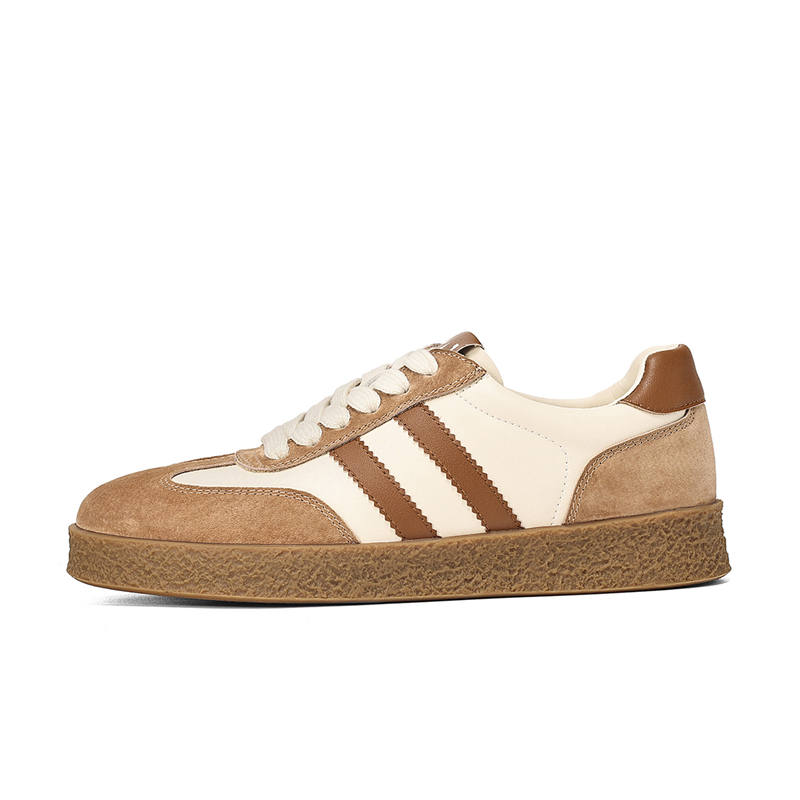 JOSINY Synthetic Leather Slip Resistant Abrasion Resistant Low top Skateboard Shoes Women's Brown