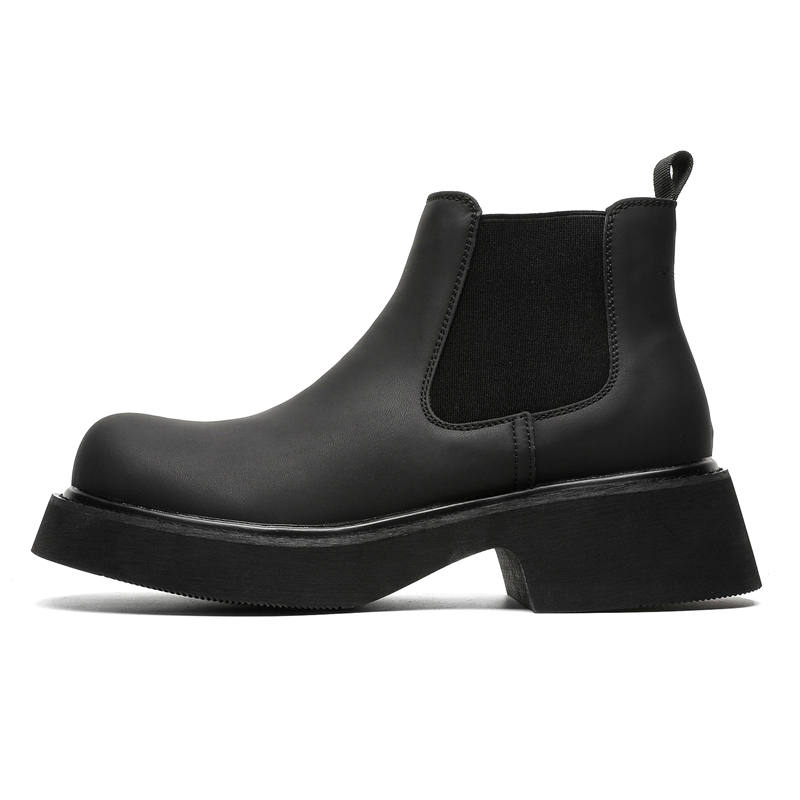 ZHENRAN Synthetic Leather Short Chelsea Boots Men's Black