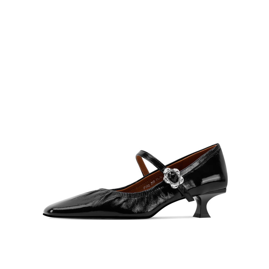 Shesrim Patent Leather Spool Heel High Heels 4cm Women's