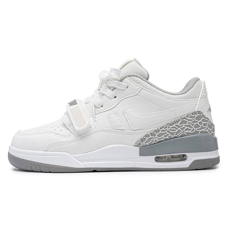 CVOJOO Abrasion Resistant Abrasion Resistant Low top Skateboard Shoes Unisex White Gray