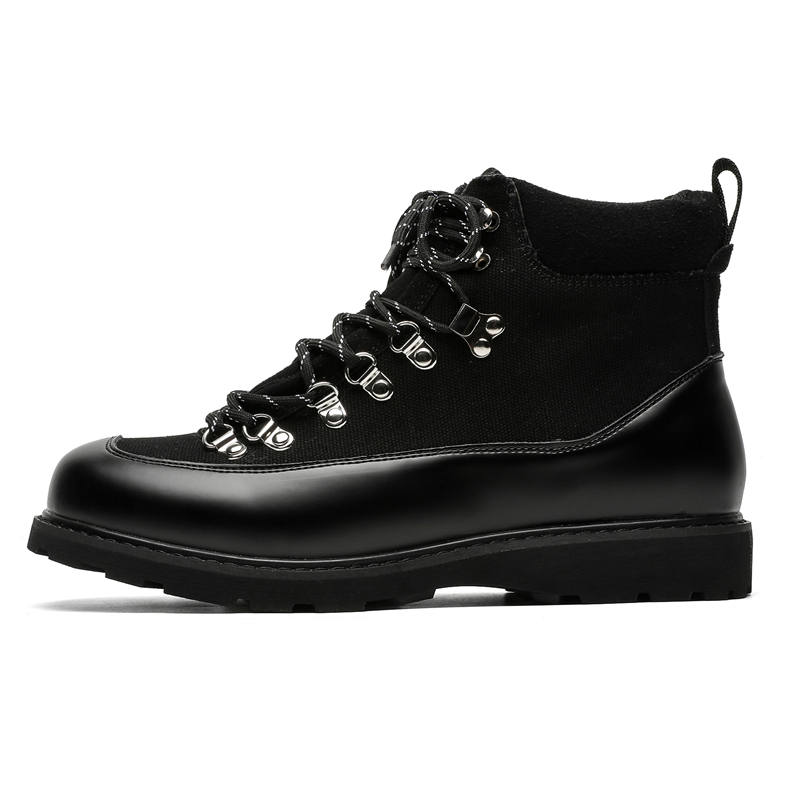 CHILANG Artificial Leather Ankle Length Combat Boots Men's Black