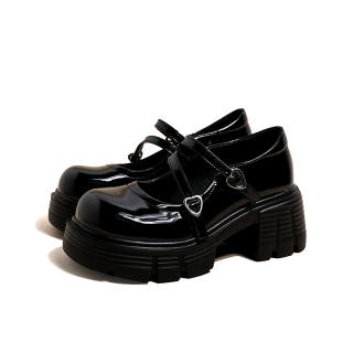 Ouumeis Patent Leather Chunky Heel Mary Jane Shoes 7 Cm Women's