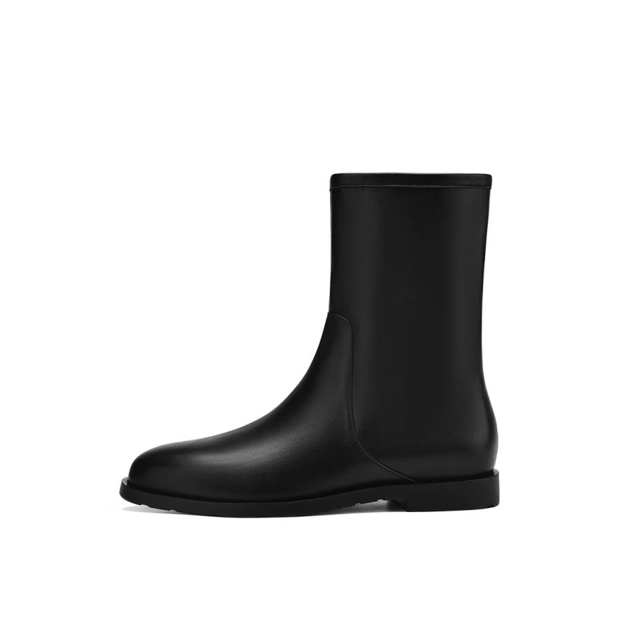 Rosa Bianca Top Grain Cow Leather Ankle Boots Women's Black
