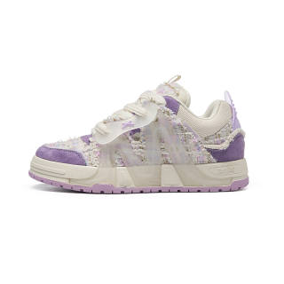 TOFAVE Cow Leather Low top Skateboard Shoes Women's Light Purple Chanel Inspired