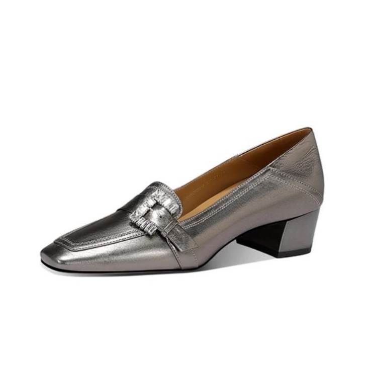 JESSICA SOPHIA Cow Leather Loafers 4cm Women's