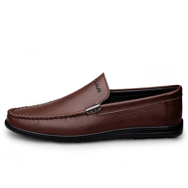 WENNAI Cow Split Leather Casual Shoes Men's Brown