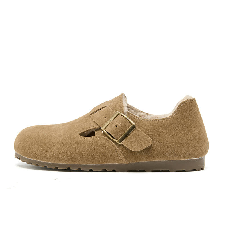WESTLINK Pu Fleece Lined Vintage Birkenstock Style Shoes Outerwear Thermal Low top Casual Shoes Women's