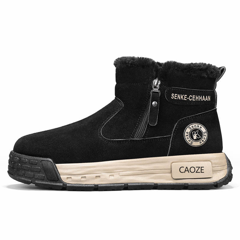 CAOZE Pu Thermal Thickened And Fleece Lined Short Snow Boots Men's