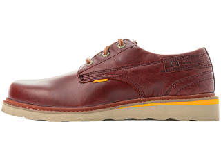 CAT Casual Leather Shoes Men's Low Top Brown Red
