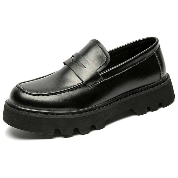 WEISHIBANGWEI WEISHIBANGWEI Cow Split Leather Loafers Men's Black