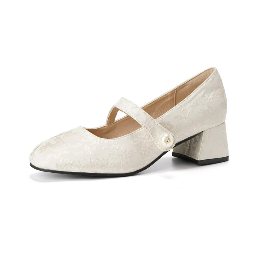 QITUMAUL Mary Jane Shoes Women's Apricot