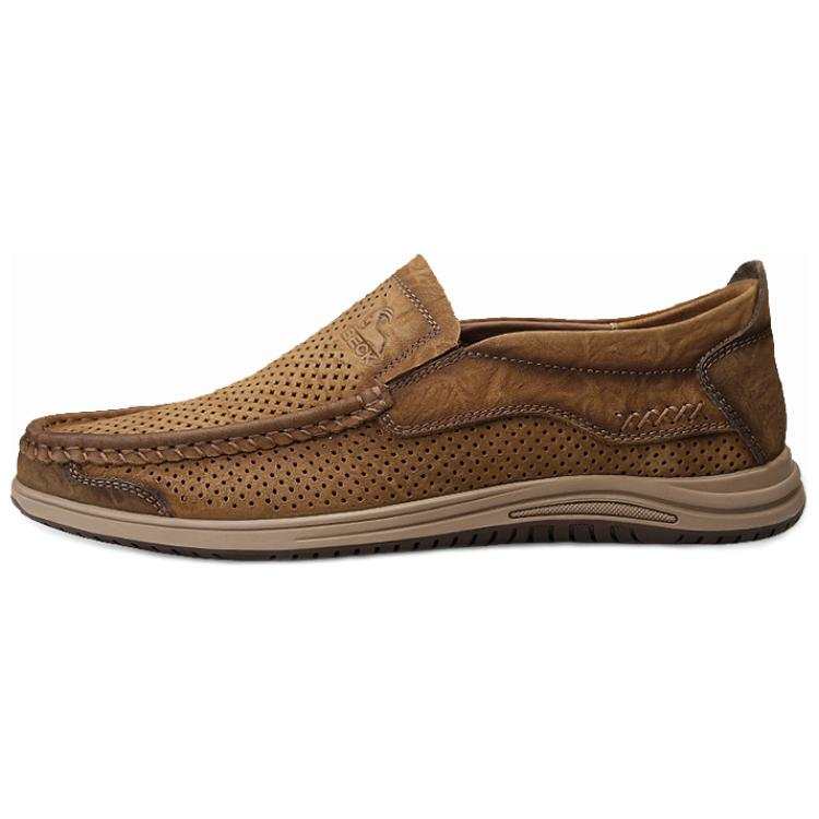 BECK Casual Leather Shoes Men's Low Top Khaki