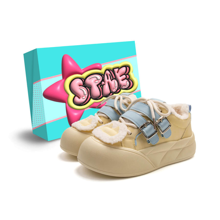 STAE Puffy Shoes Microfiber Leather Fleece Lined, Soft And Adorable, Casual And Versatile