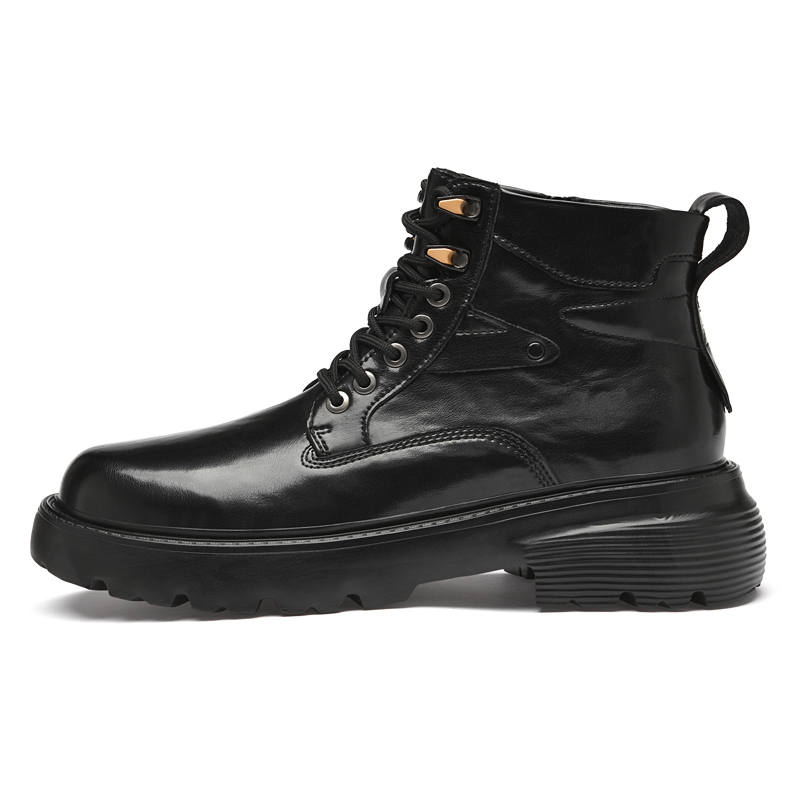GONGNIULEITING Top Grain Cow Leather Short Combat Boots Men's