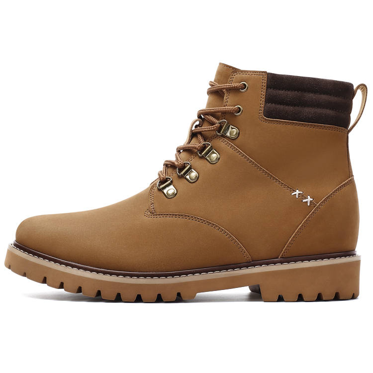 He Jinchang Nubuck Short Combat Boots Men's Earthy Yellow
