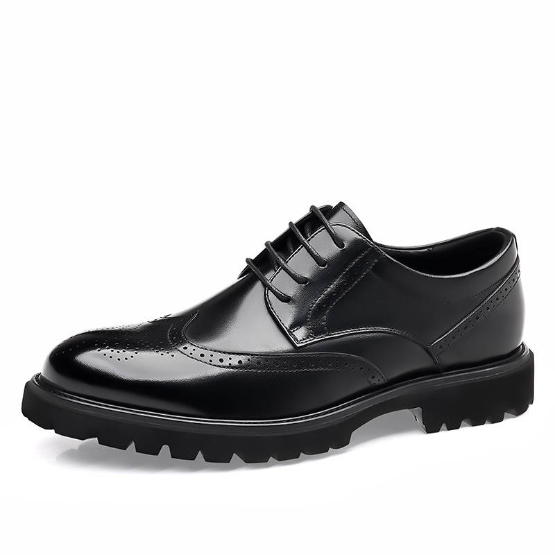 KAQIAODI Casual Leather Shoes Men's Low Top Black