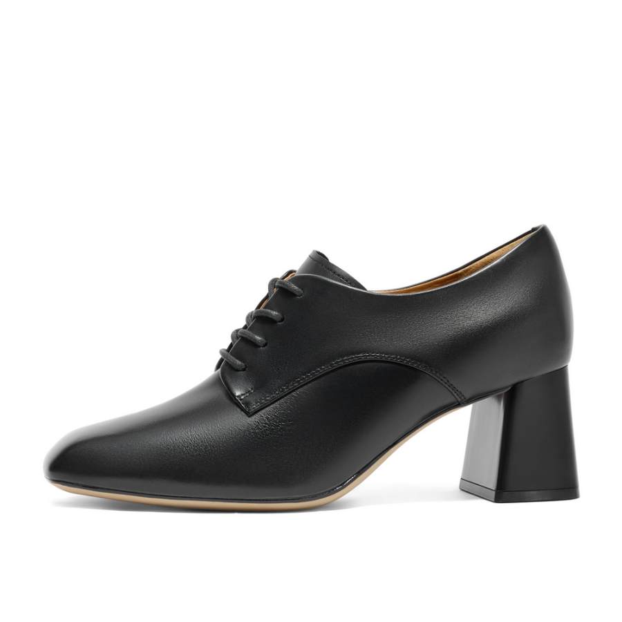 BELLE Cow Leather Chunky Heel High Heels Women's