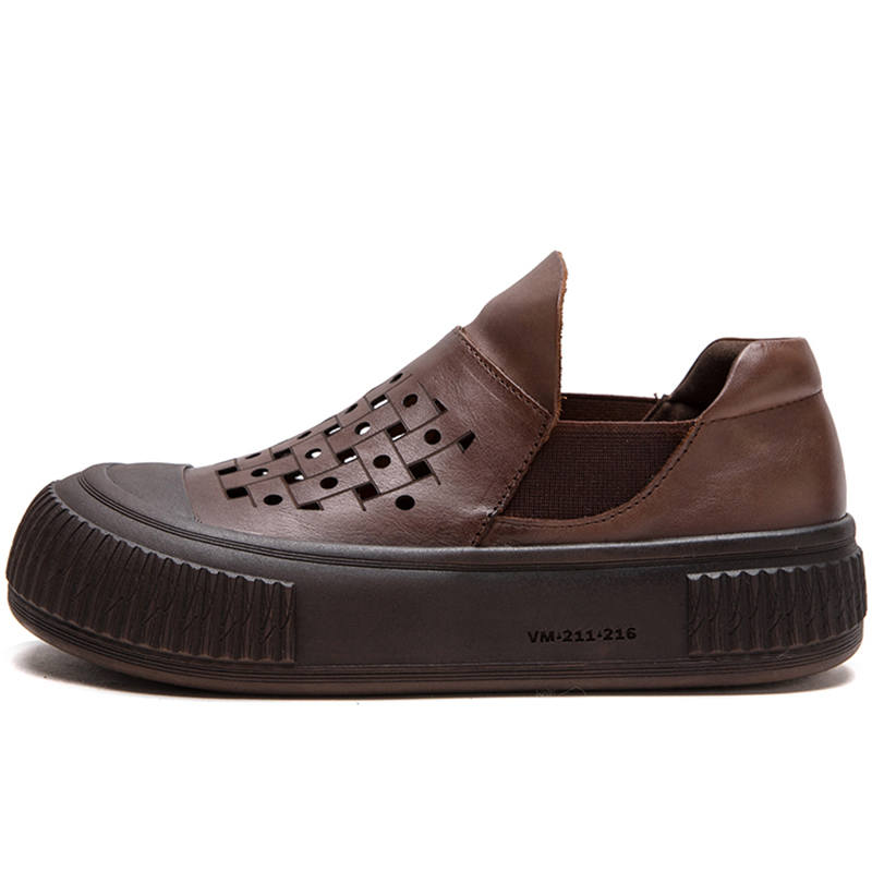 JIEZHOU Top Grain Cow Leather Casual Shoes Women's