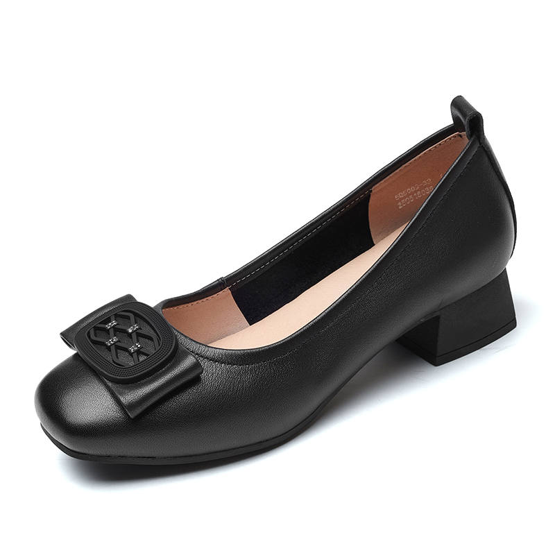 XINNUO Cow Leather Chunky Heel High Heels Women's