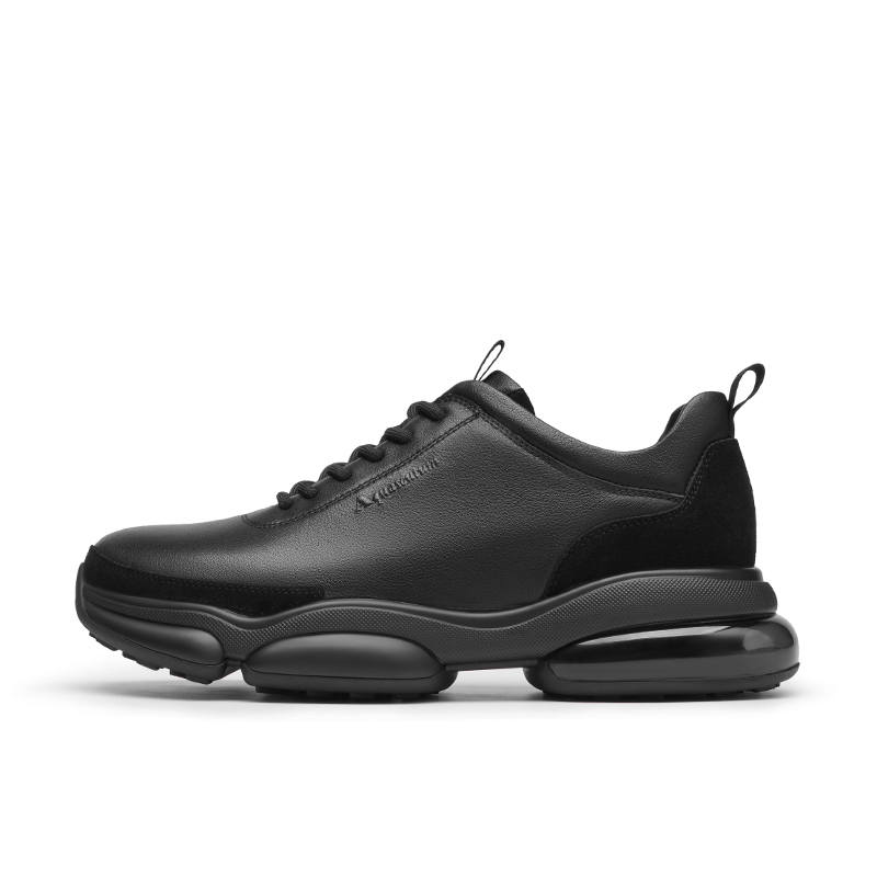 AQUASCUTUM Top Grain Cow Leather Low top Casual Shoes Men's Black
