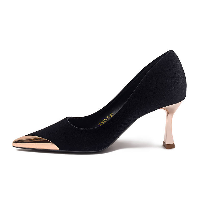 YAFEI XUANYU Suede Flared Heel High Heels 7cm Women's