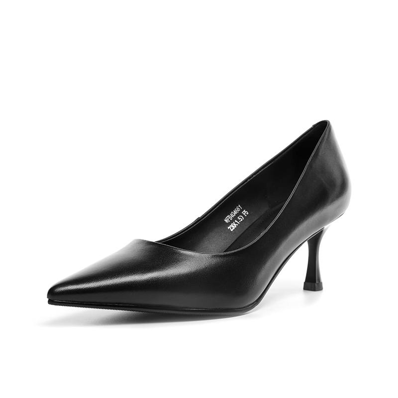 RED DRAGONFLY Cow Leather Slim Heel High Heels 6CM Women's Black