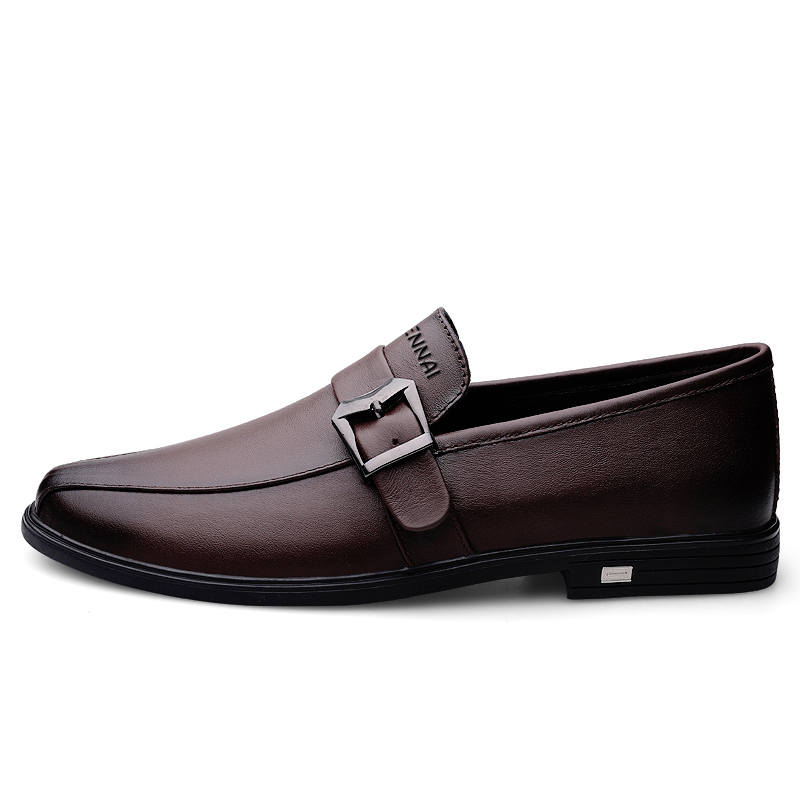 WENNAI Top Grain Cow Leather Casual Shoes Men's Brown