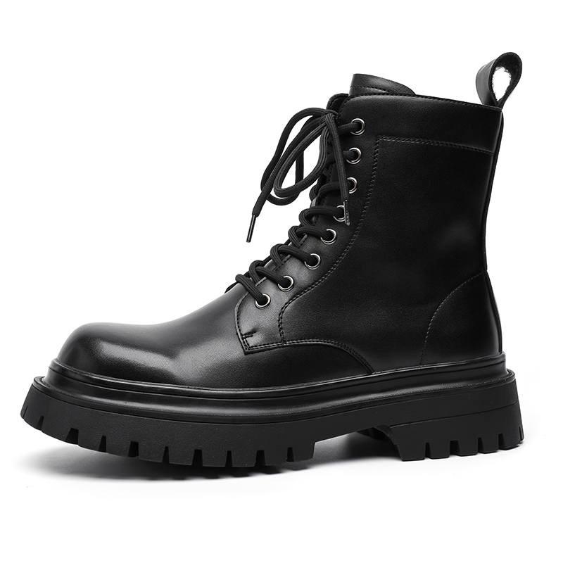 SHUPATE SHUPATE Microfiber Leather Short Combat Boots Men's Black
