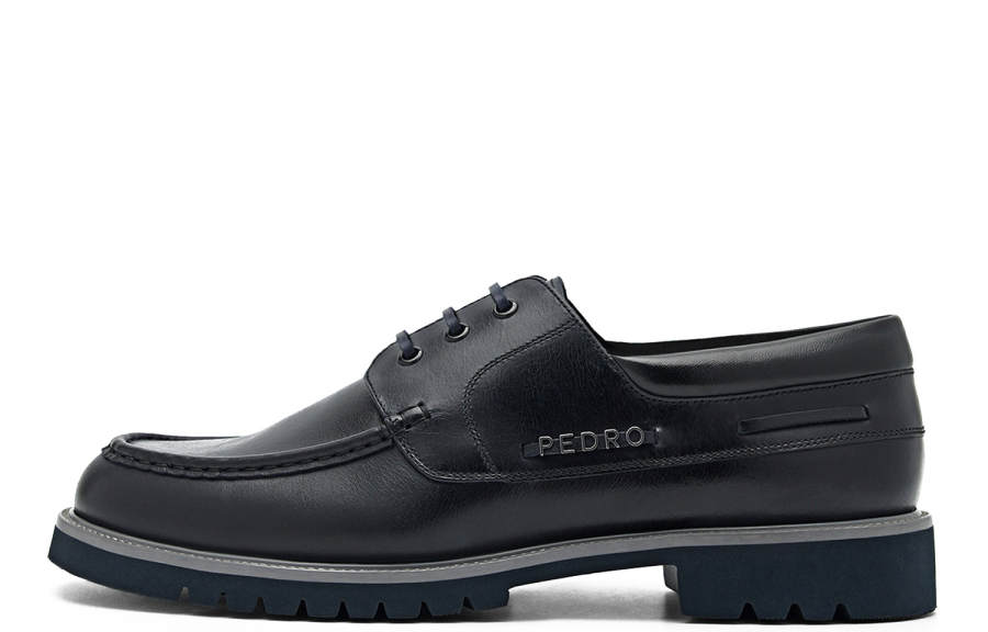 PEDRO Casual Leather Shoes Men's Low Top Dark Umber/Dark Blue