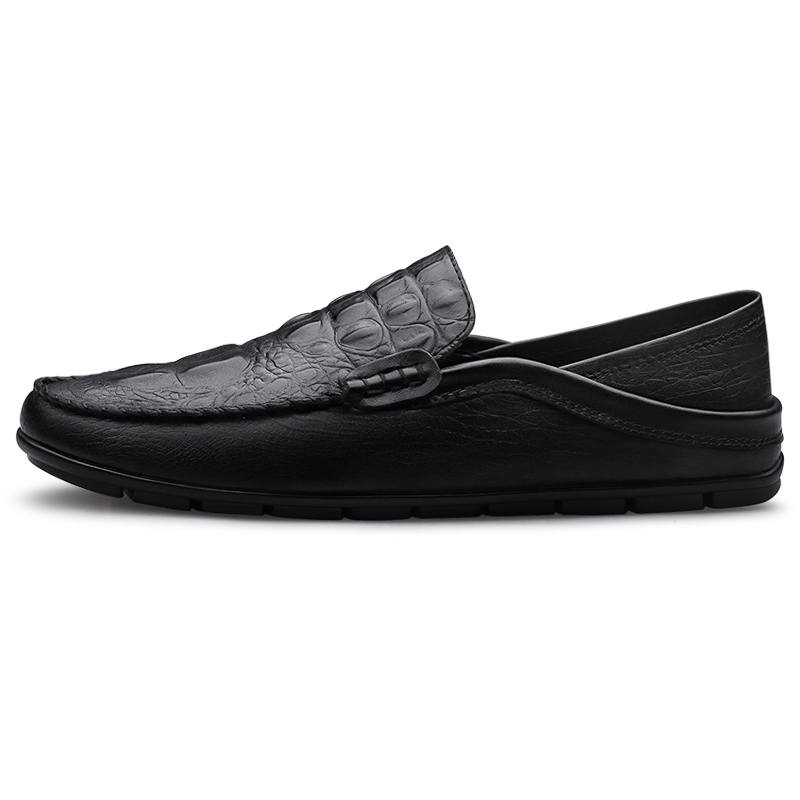 YINGLUNQISHI Top Grain Cow Leather Casual Shoes Men's Black