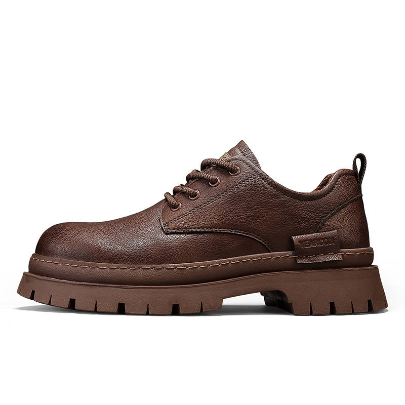 YEARCON Casual Leather Shoes Men's Low Top Black, Brown