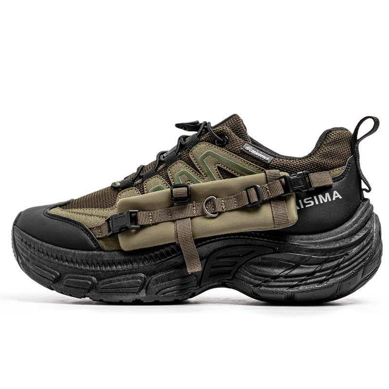 GONGNIULEITING Cow Split Leather Breathable Height Increasing Low top Chunky Sneakers Men's