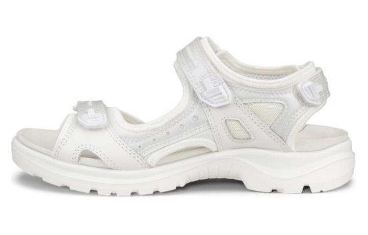 Ecco Ecco Leather Beach Sandals Women's Silver White
