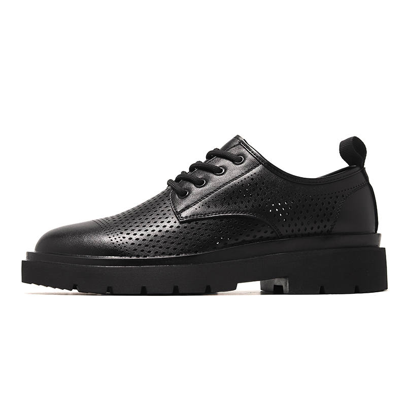 KAQIAODI Cow Split Leather Casual Shoes Men's Black