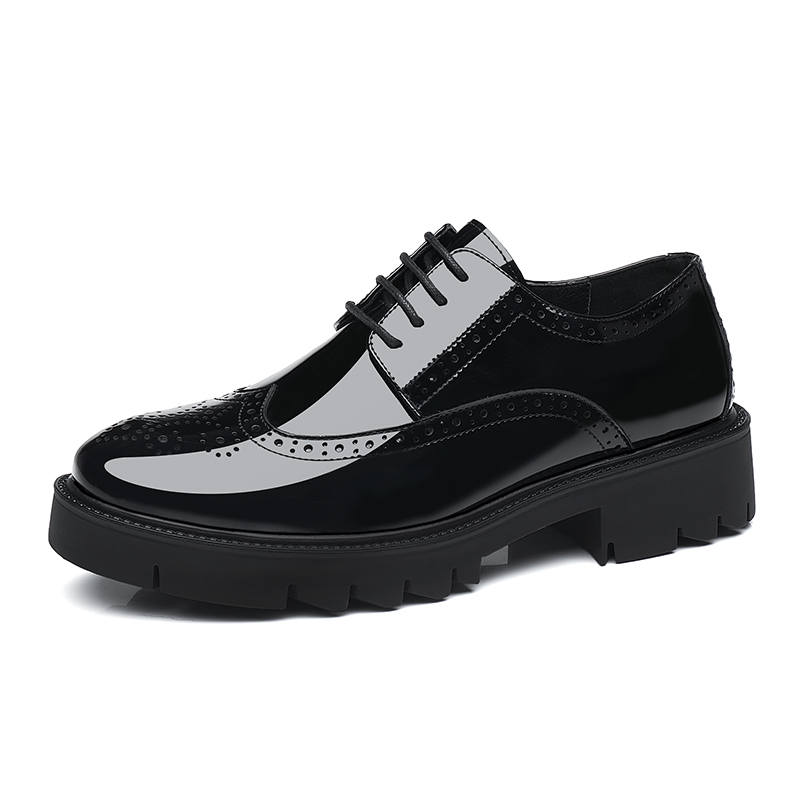 EGCHI Casual Leather Shoes Men's Low Top Black
