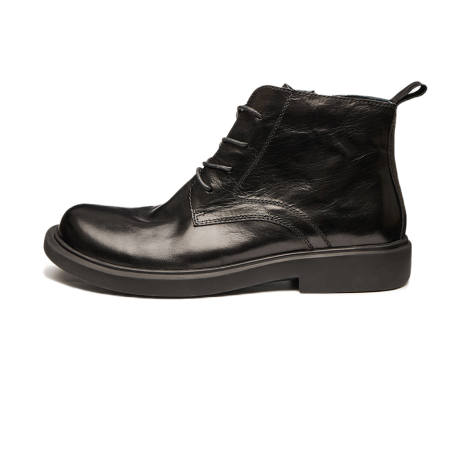 Brounvanm Brounvanm Top Grain Cow Leather Ankle Boots 3cm Men's